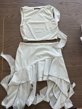 Babylon Light Gray High-Low Ruffled Women's Skirt
